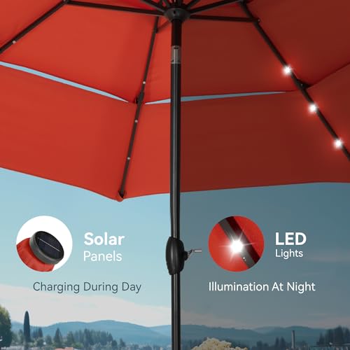 10ft Outdoor Patio Umbrella with Solar Lights