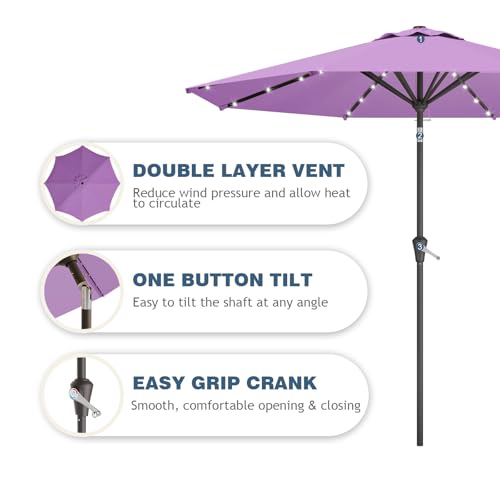9FT Patio Umbrella with Solar Lights