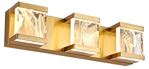 Brass LED Vanity Lights Over Mirror 3 Lights