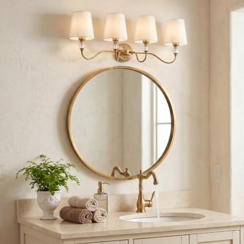 4 Light Vintage Bathroom Vanity Light Fixtures Over Mirror