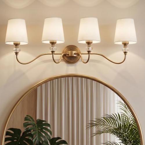 4 Light Vintage Bathroom Vanity Light Fixtures Over Mirror