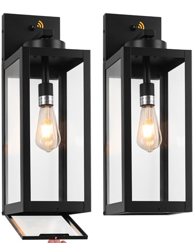 20" Black Large Dusk to Dawn Outdoor Wall Lights with Fully Closed Bottom (2 Count)