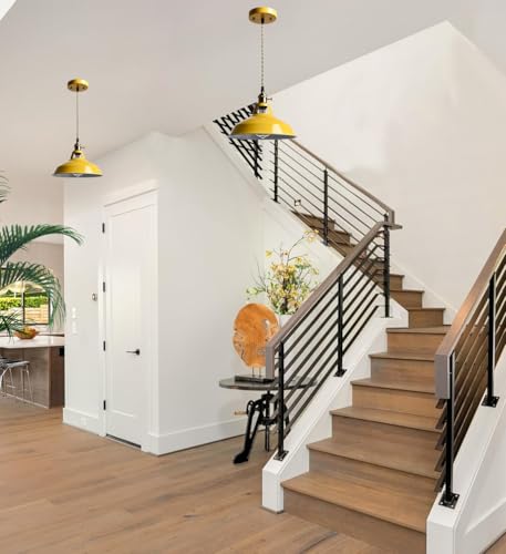 Modern Pendant Light Yellow Metal Adjustable Hanging Kitchen Light