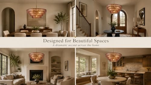 40 Inch Modern Round Amber Crystal Glass Chandelier