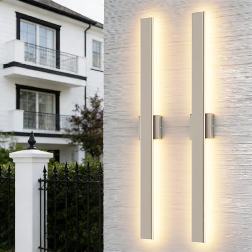 39.4" Nickel LED Outdoor Wall Light (2 Count)