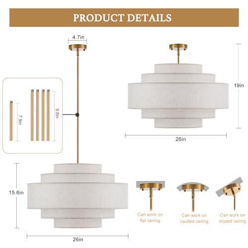 25.6" Modern Large Drum Chandelier