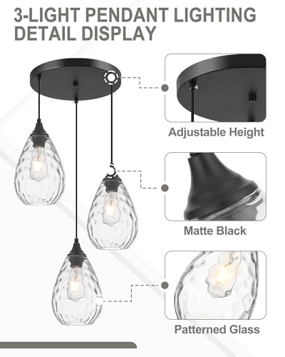 Black 3 Light Pendant Lighting