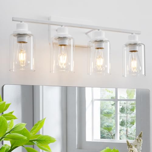 4 Light White Bathroom Light Fixtures Vanity Light Over Mirror Modern Wall Lighting Sconces Rustic Industrial Wall Lamp for Bathroom