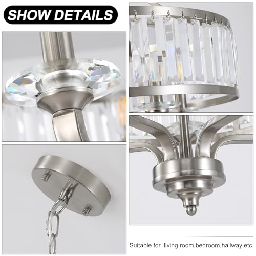 20" Brushed Nickel Crystal Chandelier