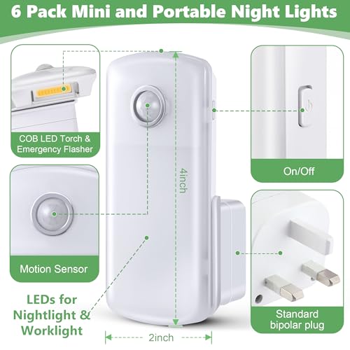 6 Pack 4 in 1 Home Emergency Power Failure Night Lights (6 Count)