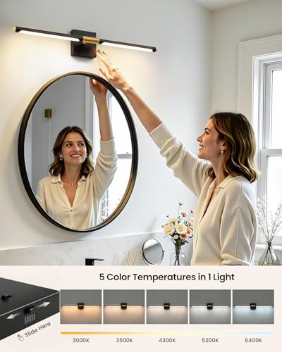 32 Inch Black and Gold Bathroom Vanity Light