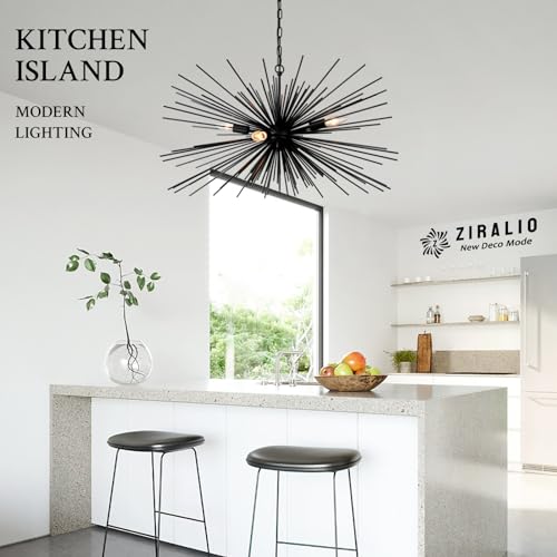 31in 4 Light Black Sputnik Chandelier Mid