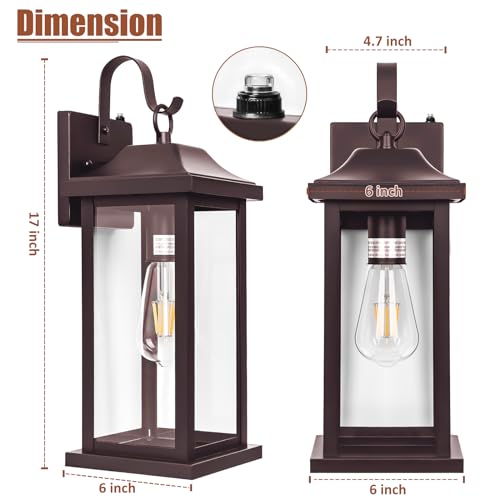 Dusk to Dawn Porch Light Outdoor Bronze 17 Inch