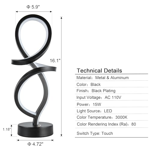 RGB Modern Small Table Lamp with LED Spiral Design