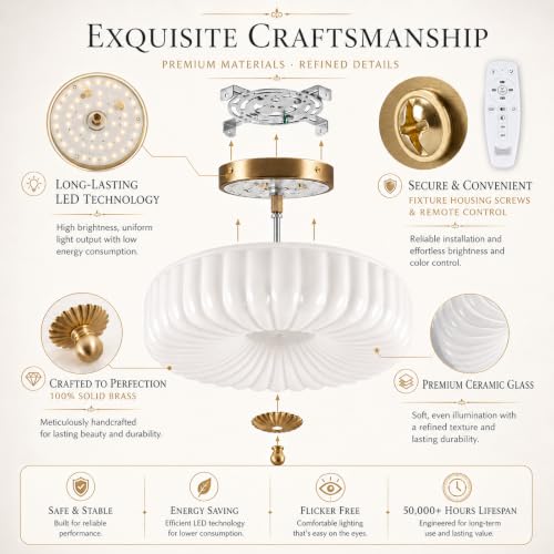 Gold Flush Mount Ceiling Light (16 In)