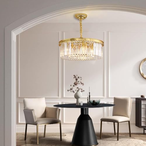 Gold Crystal Chandeliers Modern Contemporary Ceiling Lights Fixtures Pendant Lighting Dining Room Living Room Chandelier D21.6