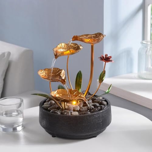 Tabletop Water Fountain Metal Lotus Circulating Fountain