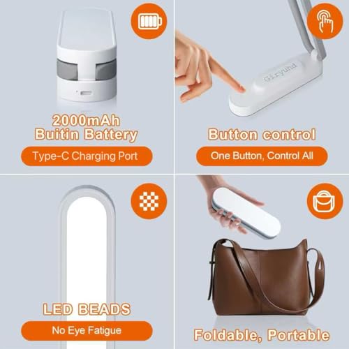 LED Desk Lamp for Office Home & Battery Operated Lamp Rechargeable Lamp Foldable & Portable Light