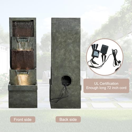 39.3" Tall 4 Tier Outdoor Water Fountain with LED Lights