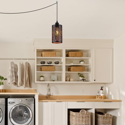 Industrial Black Plug in Pendant Light for Kitchen Island