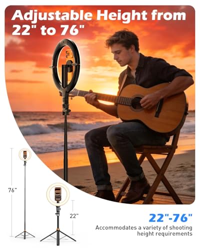 10" Magnetic Ring Light with 76" Tripod