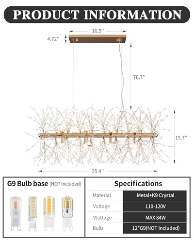 Modern 35.4" Modern Gold Crystal Firework Chandelier (12 Count)