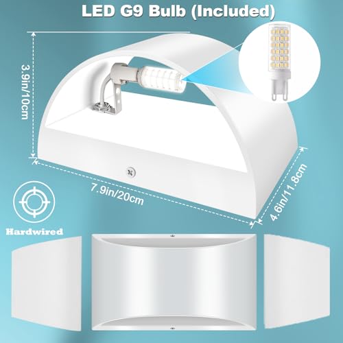 8 Pack White Modern LED Wall Sconce Hardwired Indoor Wall Lights Up and Down Wall Mount Light for Living Room Bedroom Corridor Hallway Conservatory Cool White 6000K (8 Count)