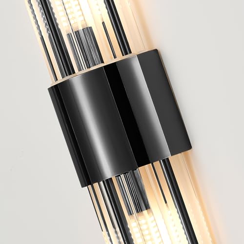 Modern Wall Sconce Titanium Black Metal with Clear Class Crystal Vanity Wall Sconce Lighting for Bedroom Living Room Bathroom Light Fixtures
