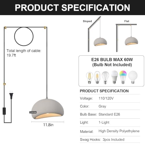 11.8in Plug in Chandelier