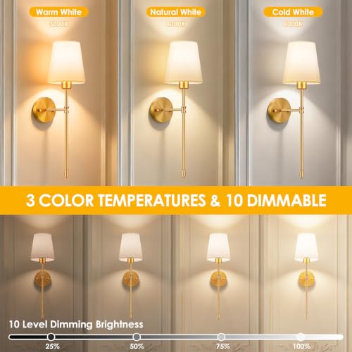 Battery Operated Wall Sconce 10000mAh Wireless Wall Sconce Set of Two (2 Count)