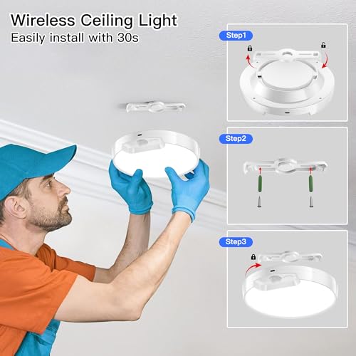 3 Color Temperature Rechargeable Motion Sensor Ceiling Light