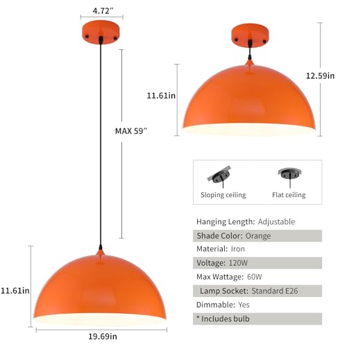 Orange Large Pendant Light 2 Packs