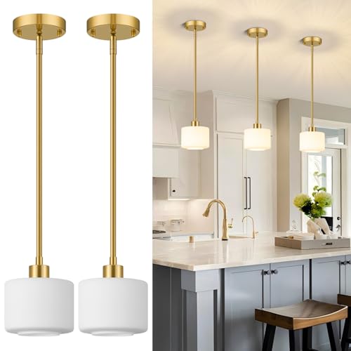 Brushed Gold Pendant Lights Kitchen Island 2 Pack (2 Count)
