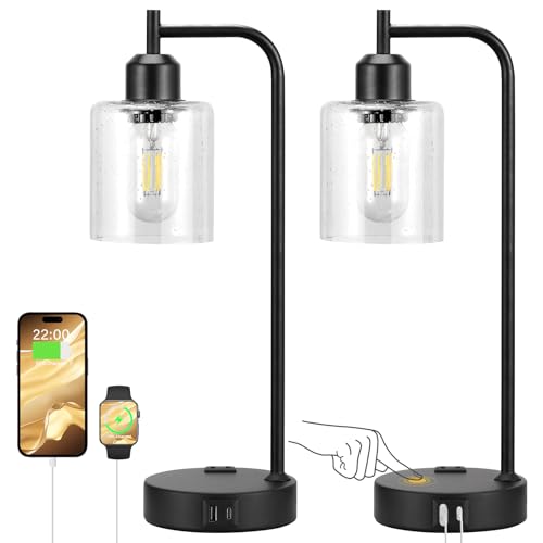 Industrial Touch Table Lamps for Bedrooms Set of 2 (2 Count)