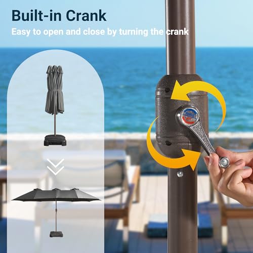 15 Ft Double Head Umbrella Outdoor Patio With Base