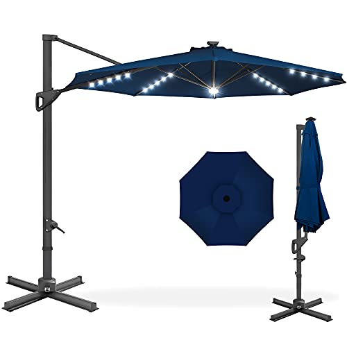 10ft Solar LED Cantilever Patio Umbrella