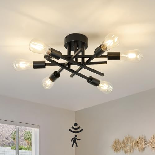 Semi Flush Mount Motion Sensor Ceiling Light Fixture