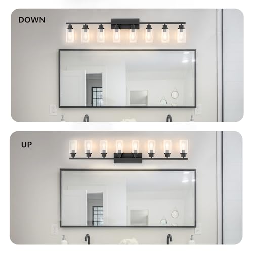 8 Light Black Bathroom Vanity Light Fixture
