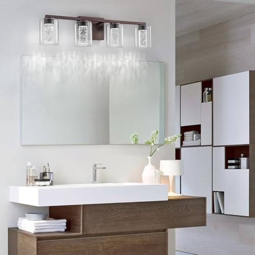 4 Light Bronze Vanity Light with 3 Color Modes (4 Count)