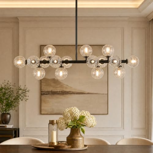 Mid Century Modern Glass Globe Sputnik Chandelier with Clear Bubble