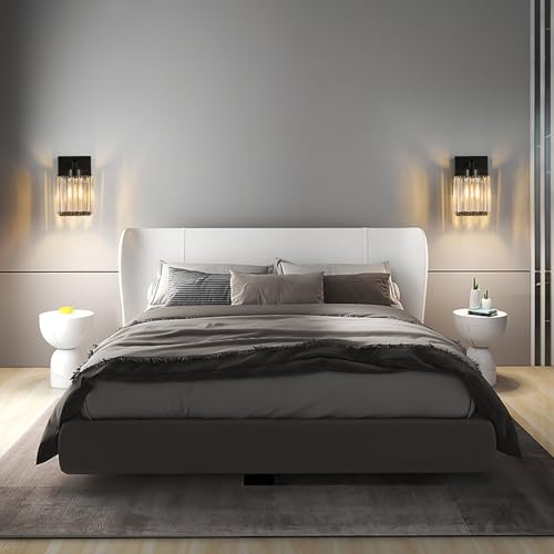 Modern Wall Sconces Set of Two Indoor Wall Lamp Black Wall Sconce Crystal Wall Light Bathroom Vanity Light Fixtures Wall Mounted Room Sconce Wall Lighting (2 Count)