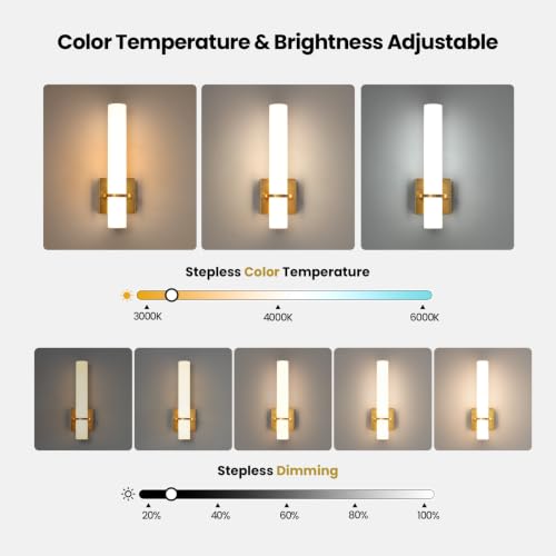 Battery Operated Gold Wall Sconces (2 Count)