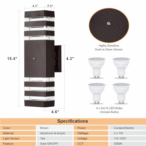 2 Pack Dusk to Dawn Outdoor Light Fixture (2 Count)