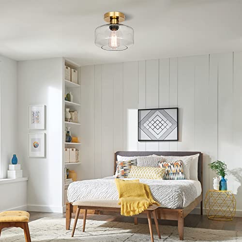 Industrial Semi Flush Mount Ceiling Light Gold