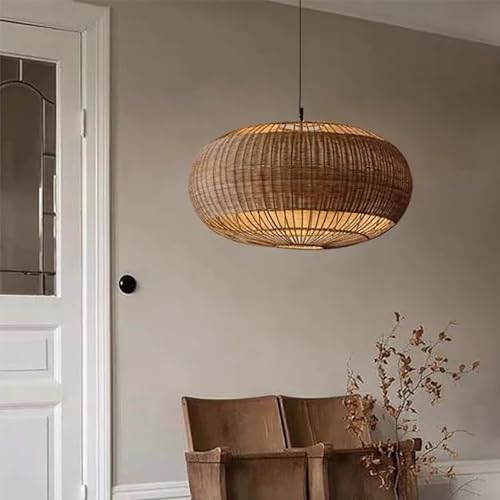 Rattan Handwoven Pendant Lights Adjustable Bamboo Wicker Hanging Lamp