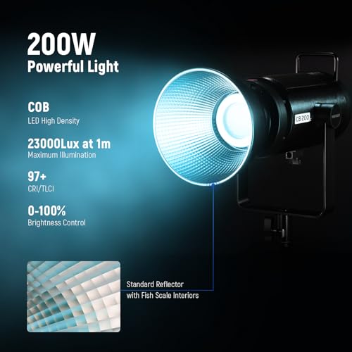 CB200C 200W RGBWW COB LED Video Light