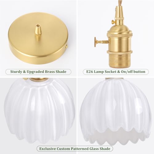 Pendant Light 2 Pack with White Tulip Glass Lmapshade (2 Count)
