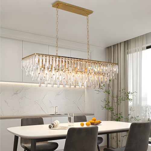 39" Modern Rectangle Crystal Chandelier