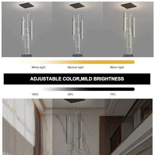 Modern Rectangle LED Chandelier for High Ceilings
