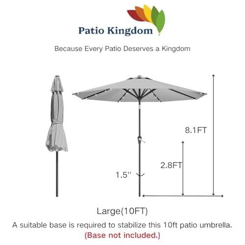 10FT Solar Umbrella 32 LED Lighted Patio Umbrella Table Market Umbrella w